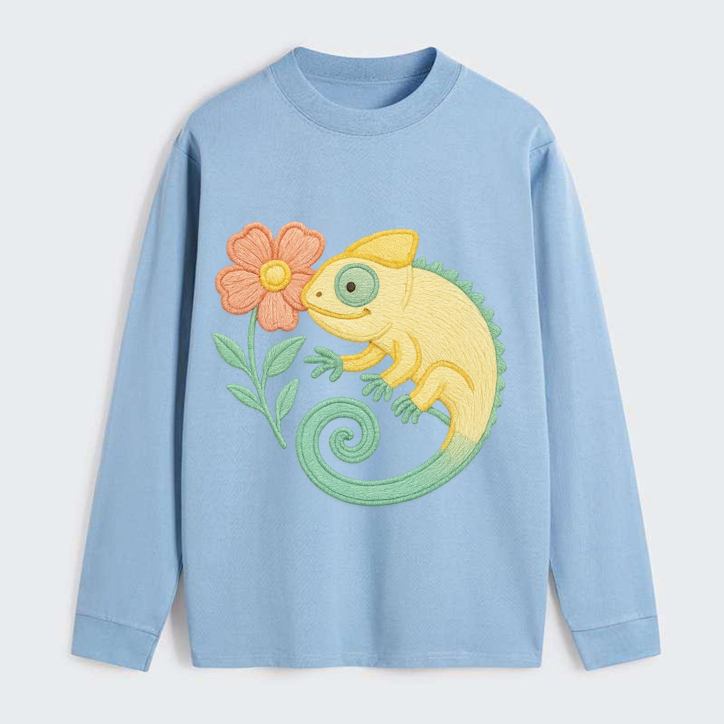 Yellow Chameleon - Classic Long Sleeve Shirt - Light Blue