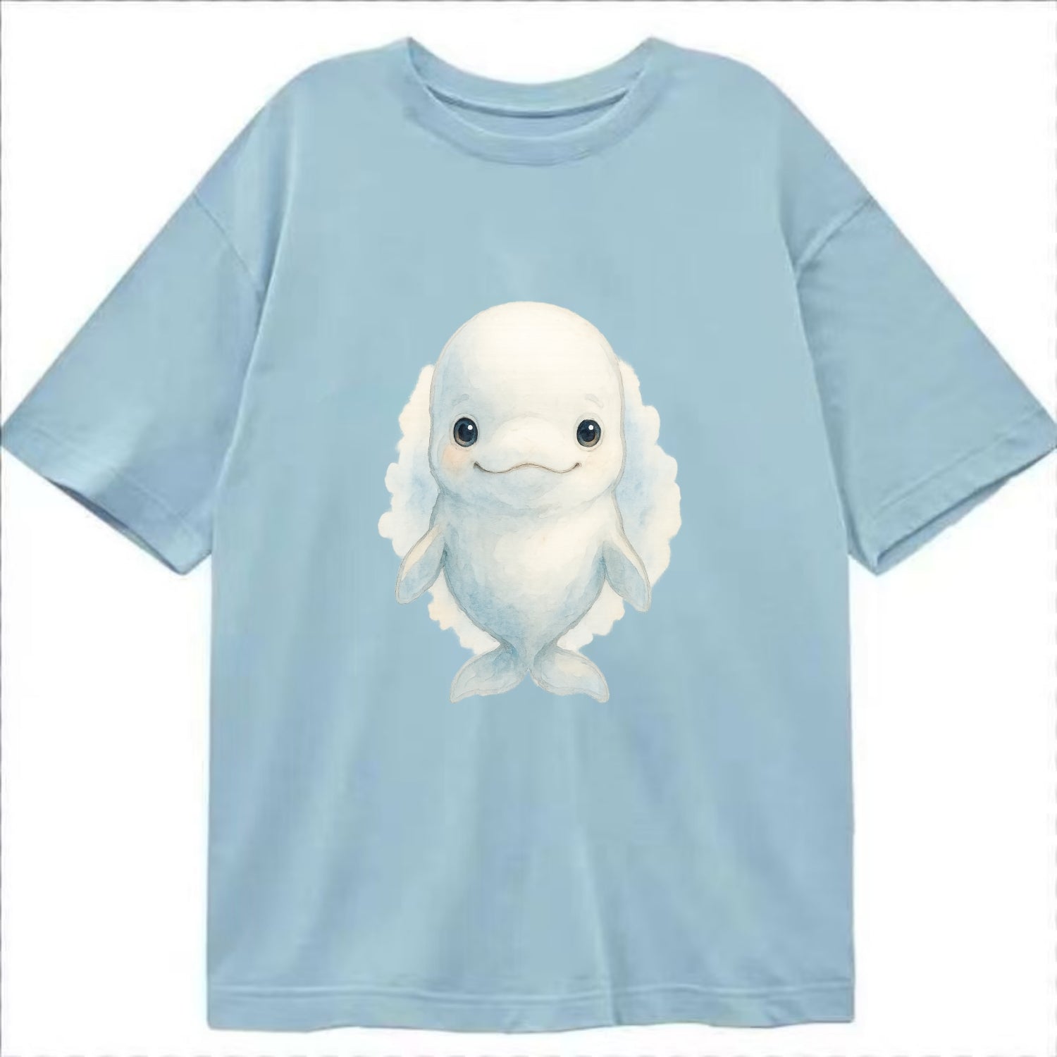 Baby Beluga Whale - pure white, rounded forehead, small eyes with big - Classic T-shirt - Light Blue