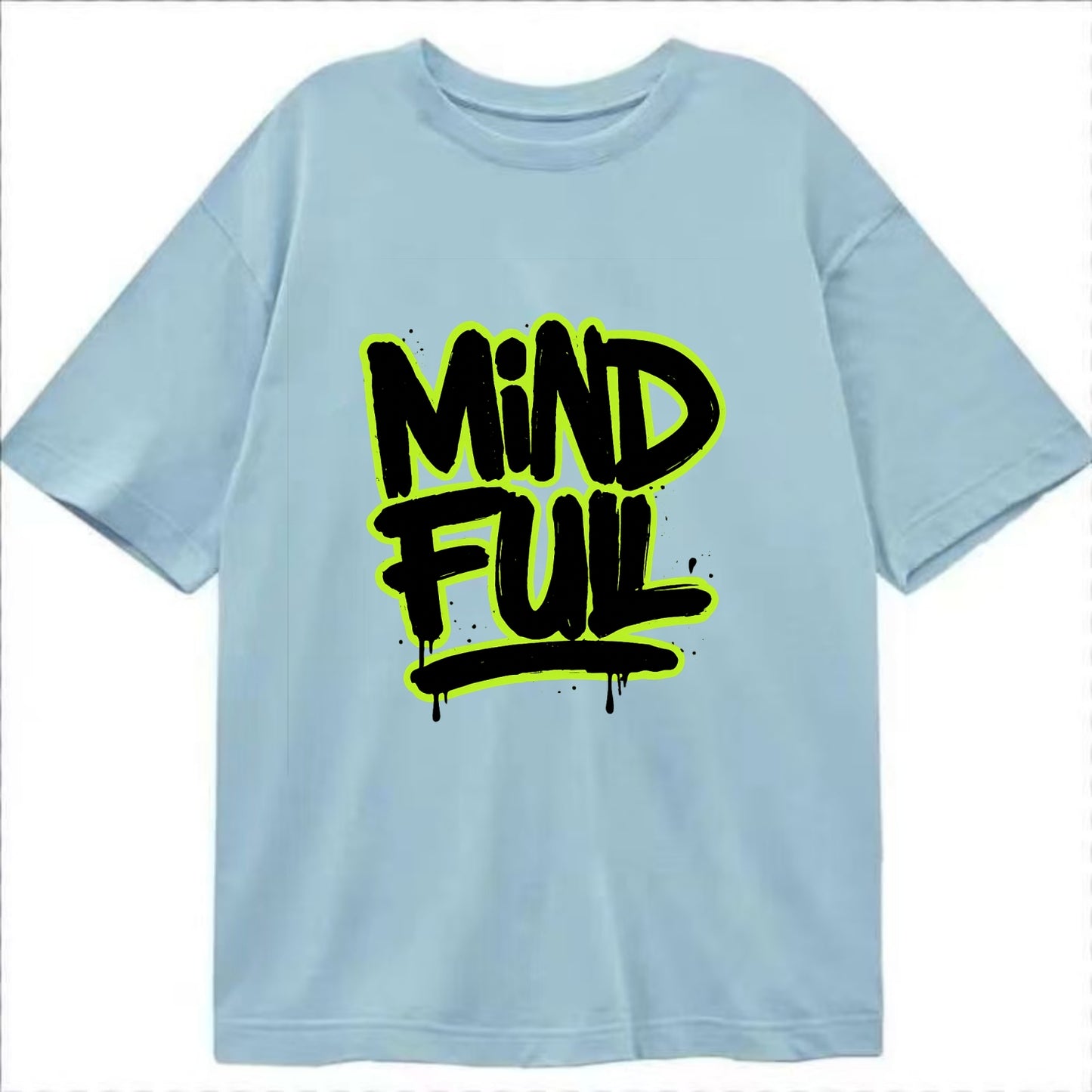 Bold typography design - "MINDFUL" - present awareness, conscious living - Classic T-shirt - Light Blue