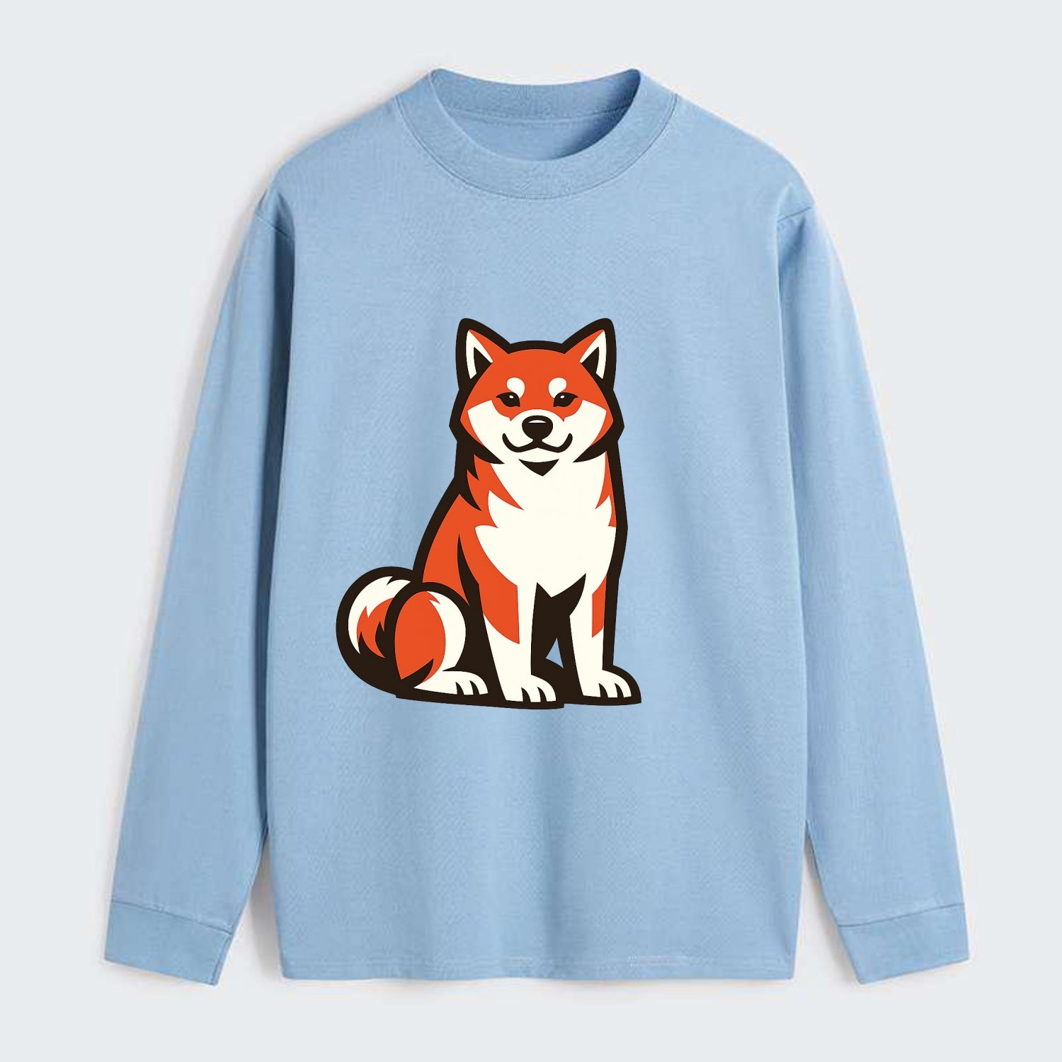 Sitting Shiba Inu Emblem - Classic Long Sleeve Shirt - Light Blue