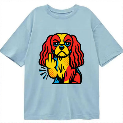 Cavalier King Charles Spaniel with long ears, regal paw giving finger - Classic T-shirt - Light Blue