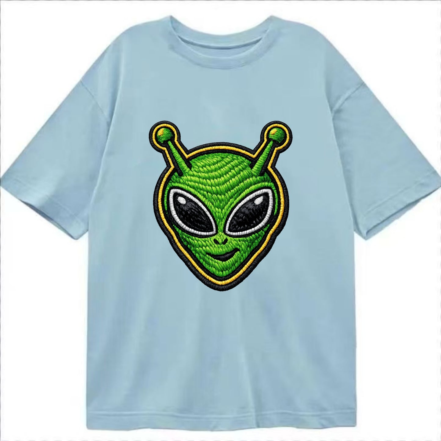 ALIEN MARTIAN - green alien with antenna in green , little green man - Classic T-shirt - Light Blue