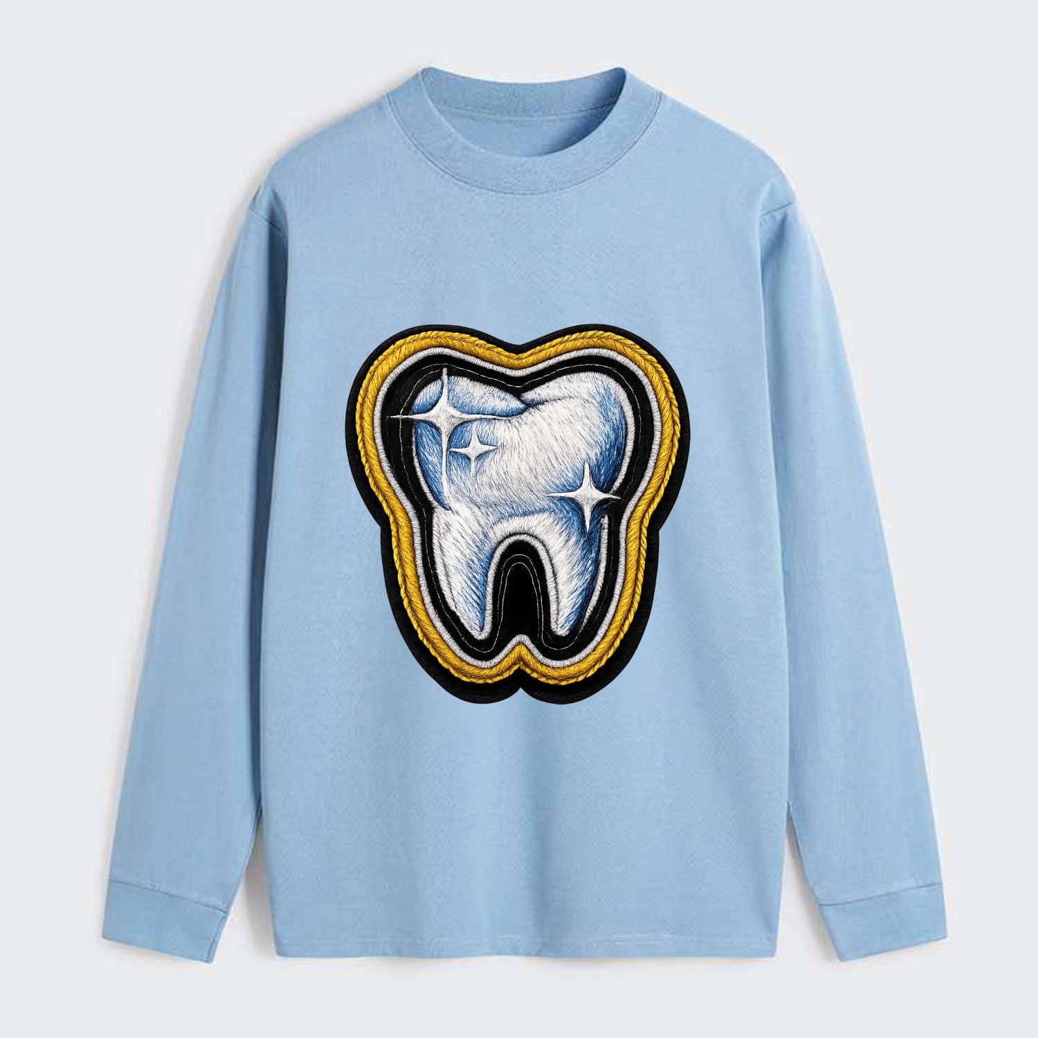 DENTAL TOOTH - molar with sparkle in white and blue , dentist - Classic Long Sleeve Shirt - Light Blue
