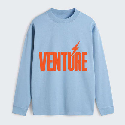 Bold typography design - "VENTURE" - taking risks, bold exploration - Classic Long Sleeve Shirt - Light Blue