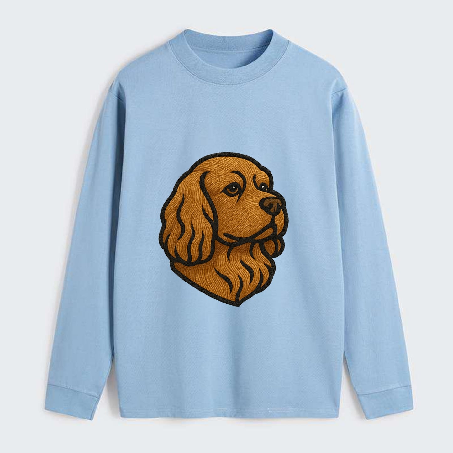 Sussex Spaniel - Golden liver embroidered low-set design - Classic Long Sleeve Shirt - Light Blue