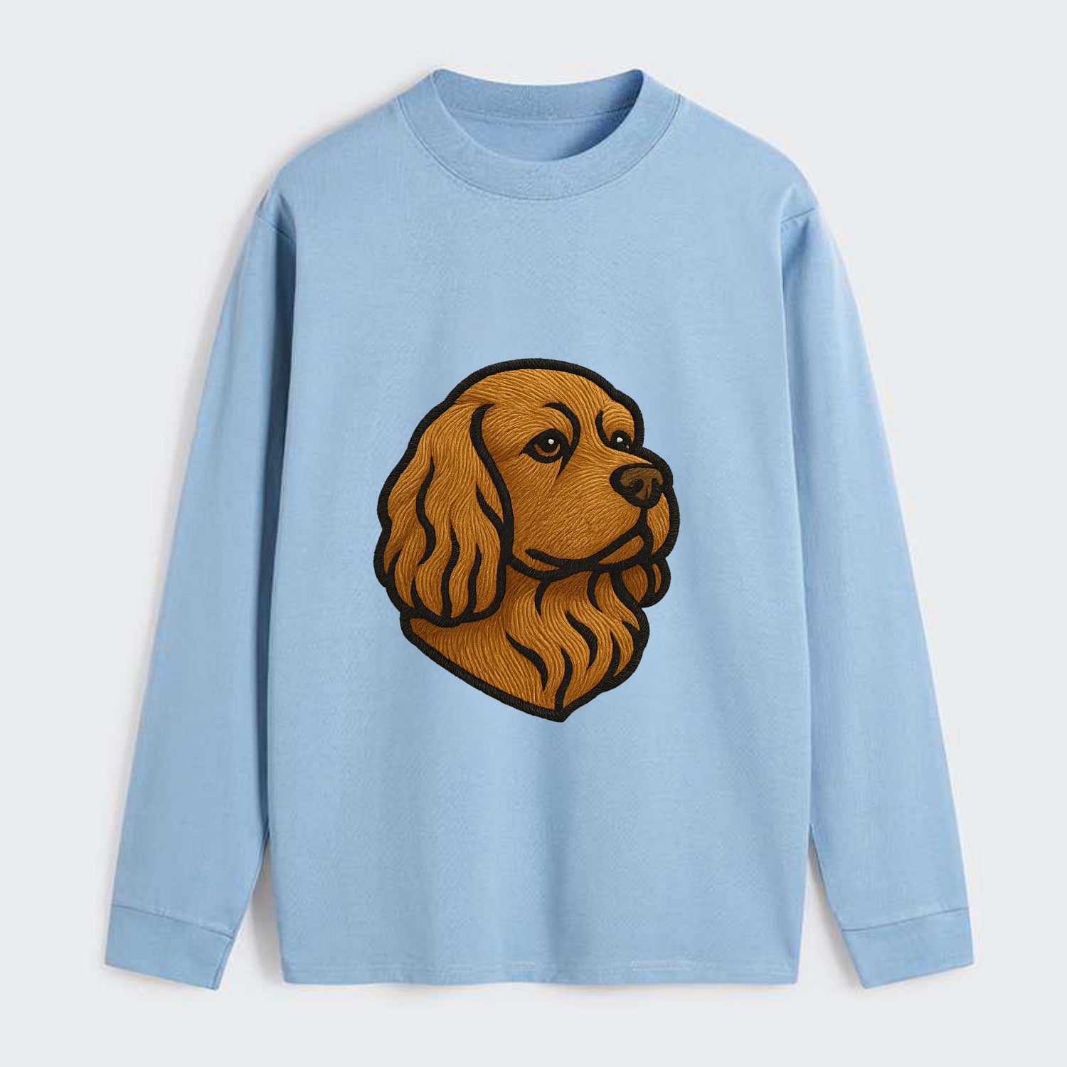 Sussex Spaniel - Golden liver embroidered low-set design - Classic Long Sleeve Shirt - Light Blue