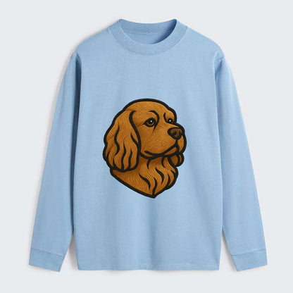 Sussex Spaniel - Golden liver embroidered low-set design - Classic Long Sleeve Shirt - Light Blue