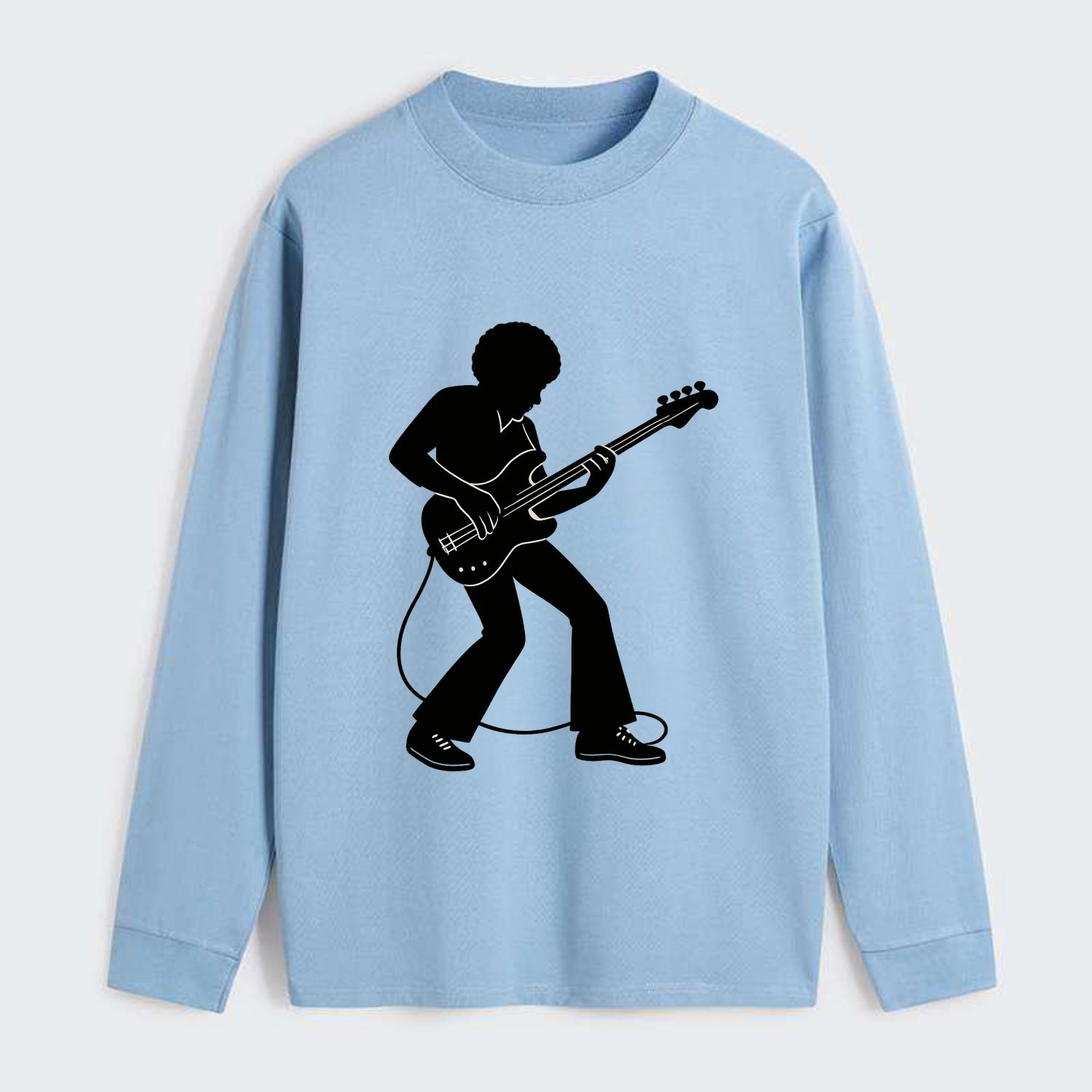 Bass guitarist slap technique - Classic Long Sleeve Shirt - Light Blue