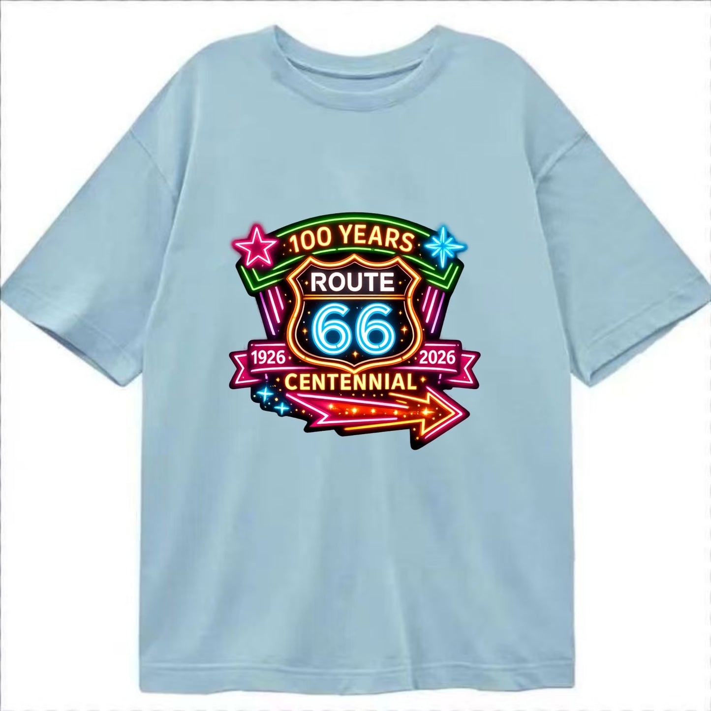 CENTENNIAL BADGE | 100 Years celebration emblem | 1926-2026 dates | Anniversary - Classic T-shirt - Light Blue
