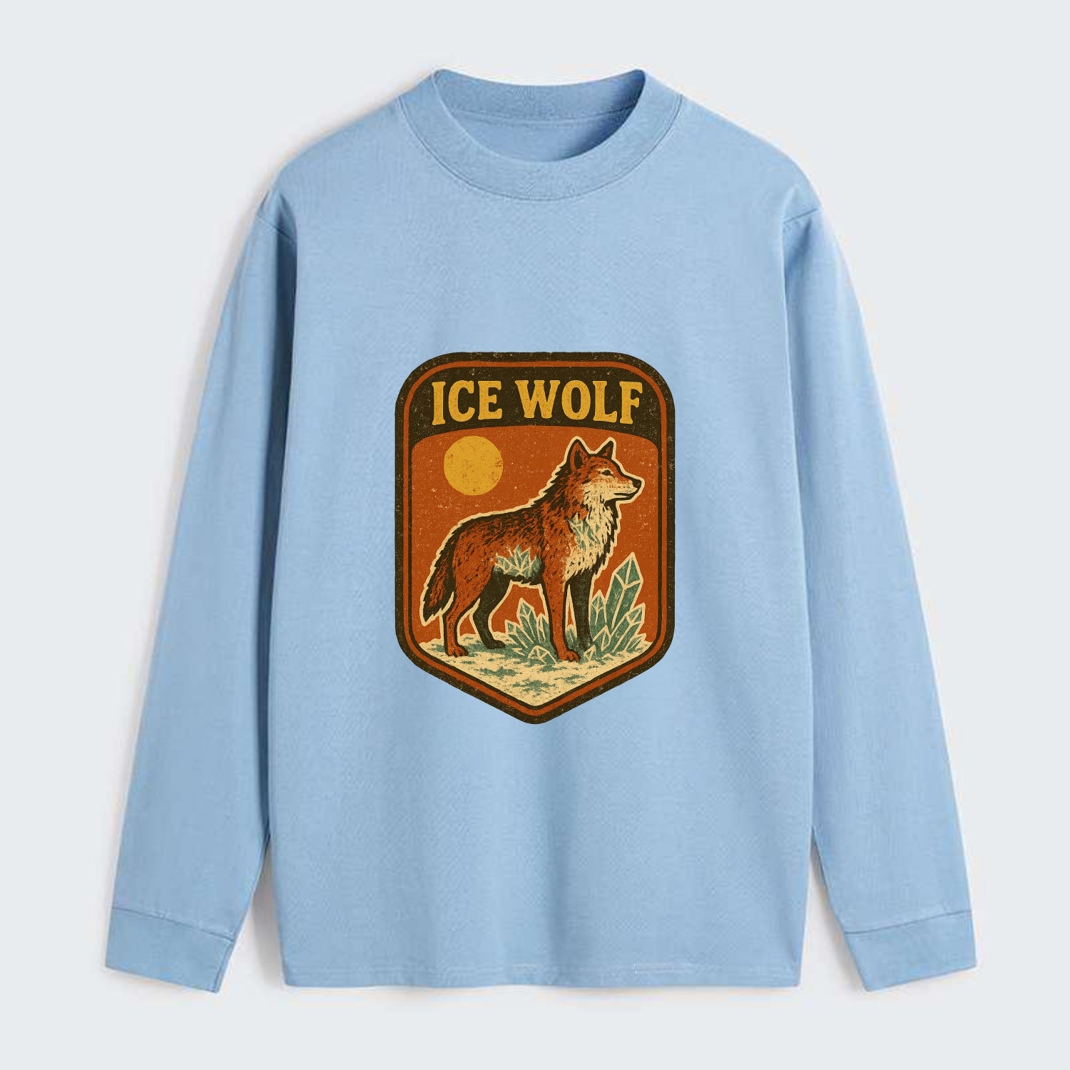 Ice Wolf Crystal  - Classic Long Sleeve Shirt - Light Blue