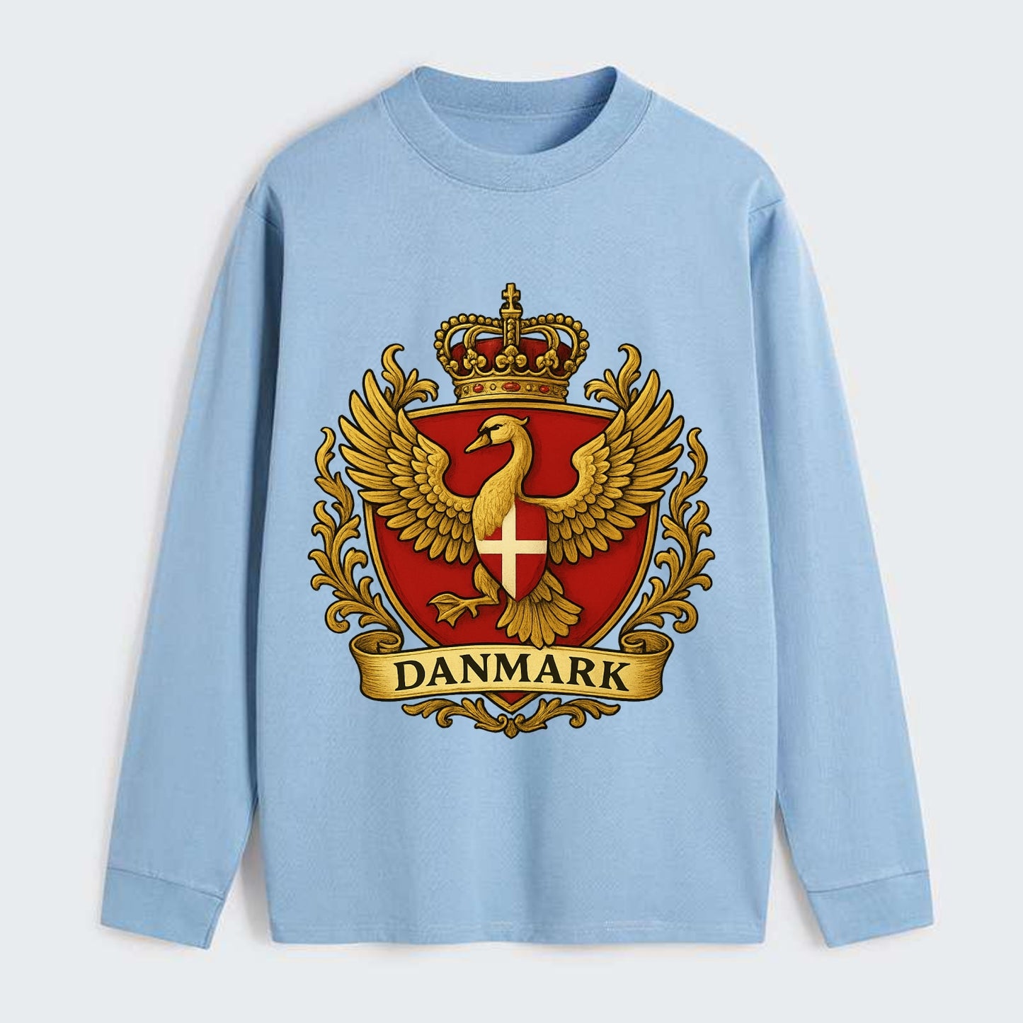 Denmark Heritage Badge - Classic Long Sleeve Shirt - Light Blue