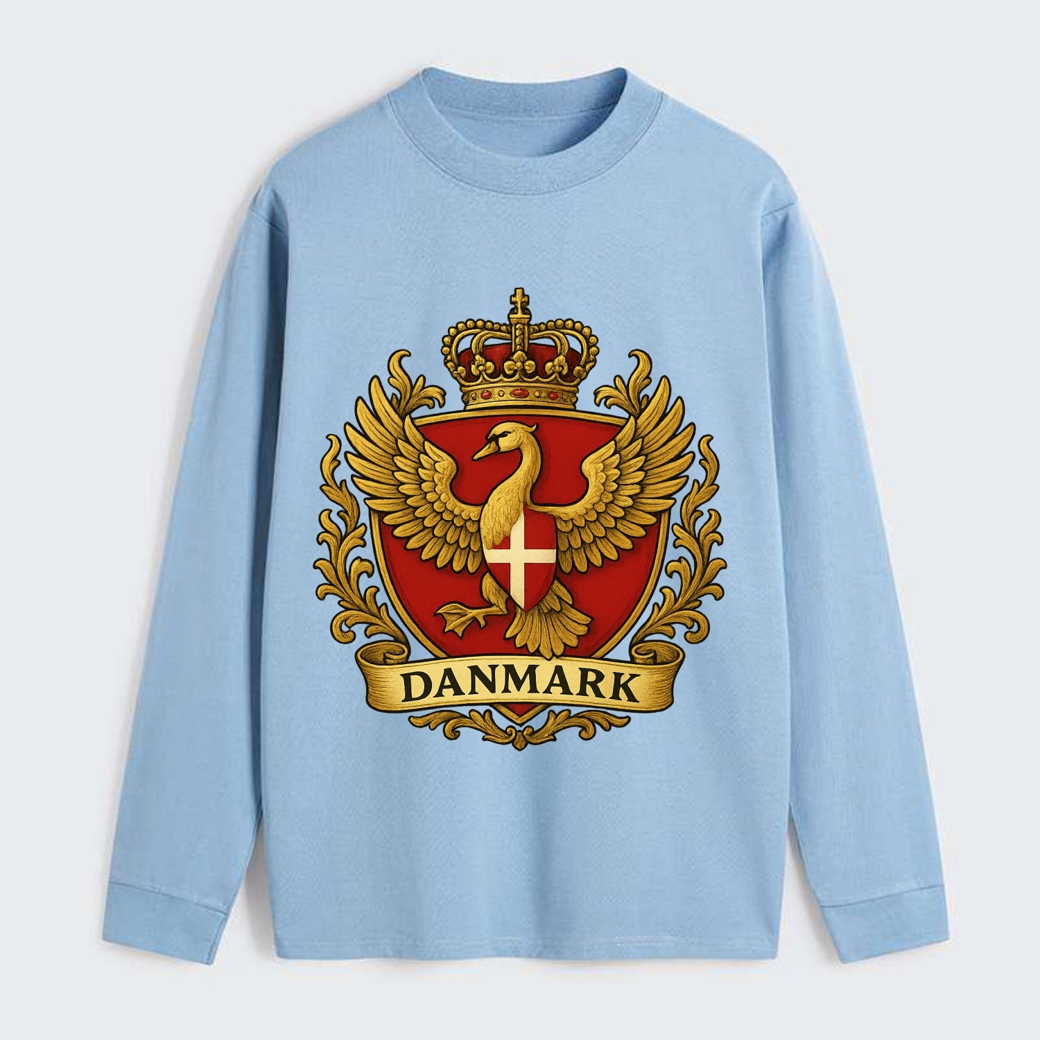 Denmark Heritage Badge - Classic Long Sleeve Shirt - Light Blue