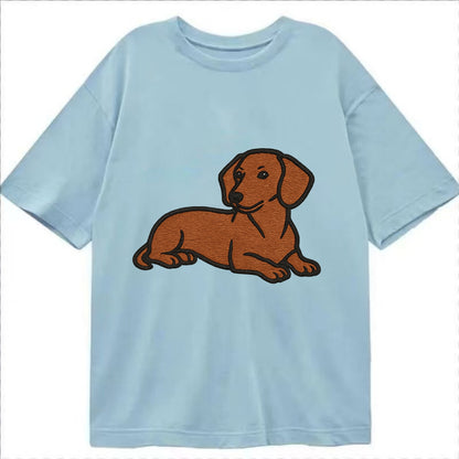 Dachshund - Red smooth relaxed lying dow Classic T-shirt - Light Blue