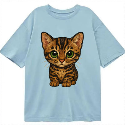 Baby Bengal Kitten - spotted/marbled wild coat, green eyes, athletic build, - Classic T-shirt - Light Blue