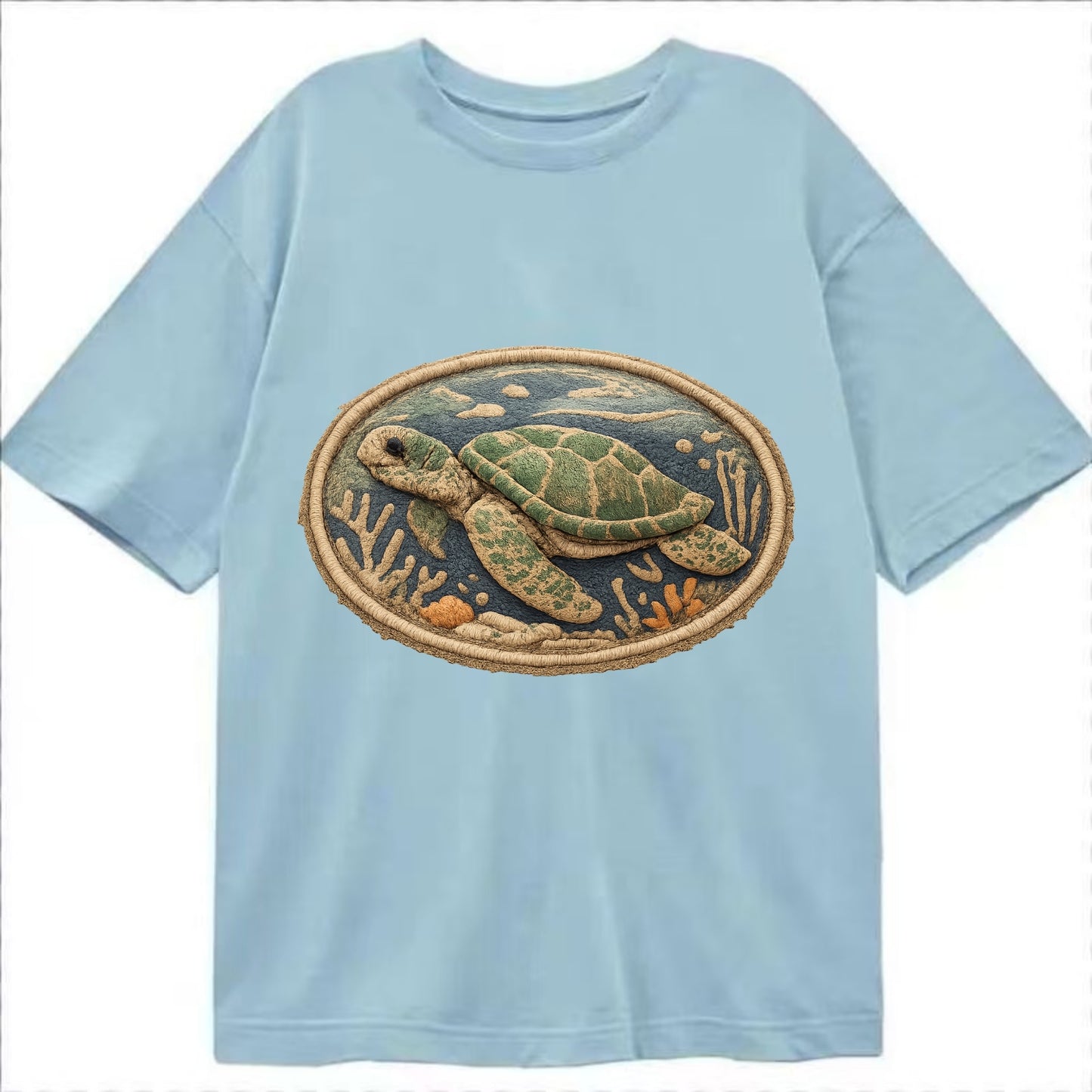 SEA TURTLE - swimming turtle in green and blue , ocean life - Classic T-shirt - Light Blue