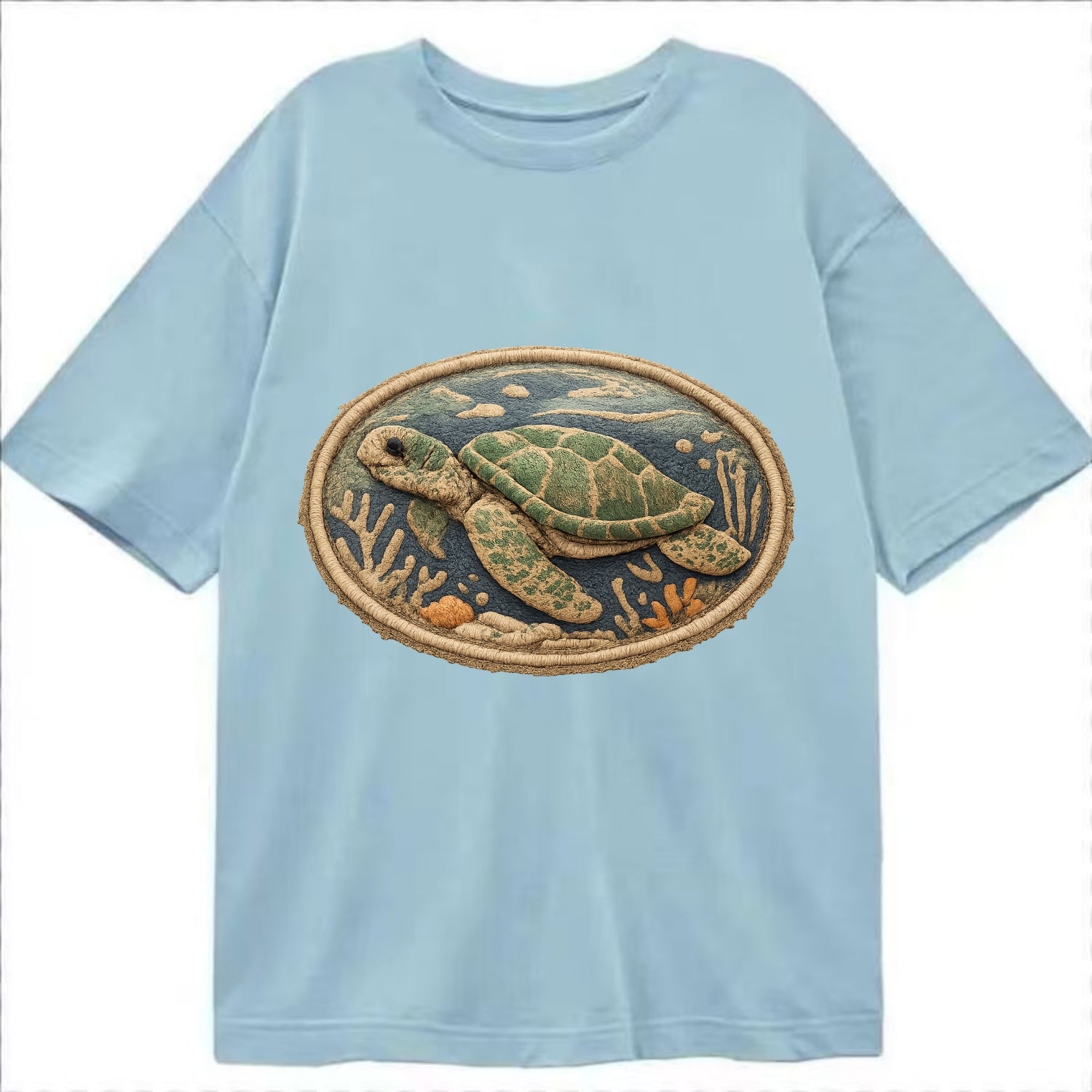 SEA TURTLE - swimming turtle in green and blue , ocean life - Classic T-shirt - Light Blue