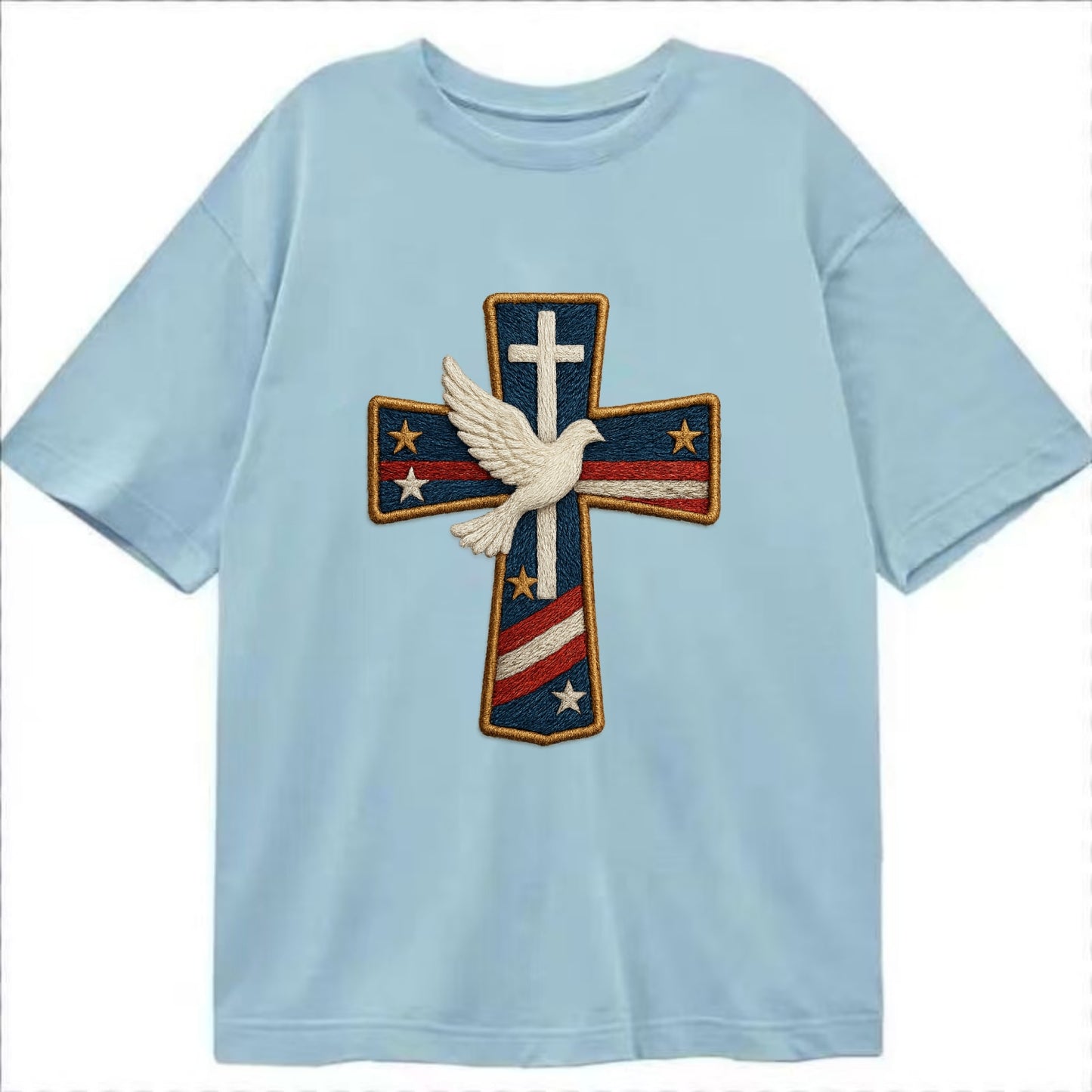 Dove and Cross  - Classic T-shirt - Light Blue