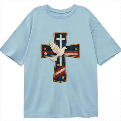 Dove and Cross  - Classic T-shirt - Light Blue