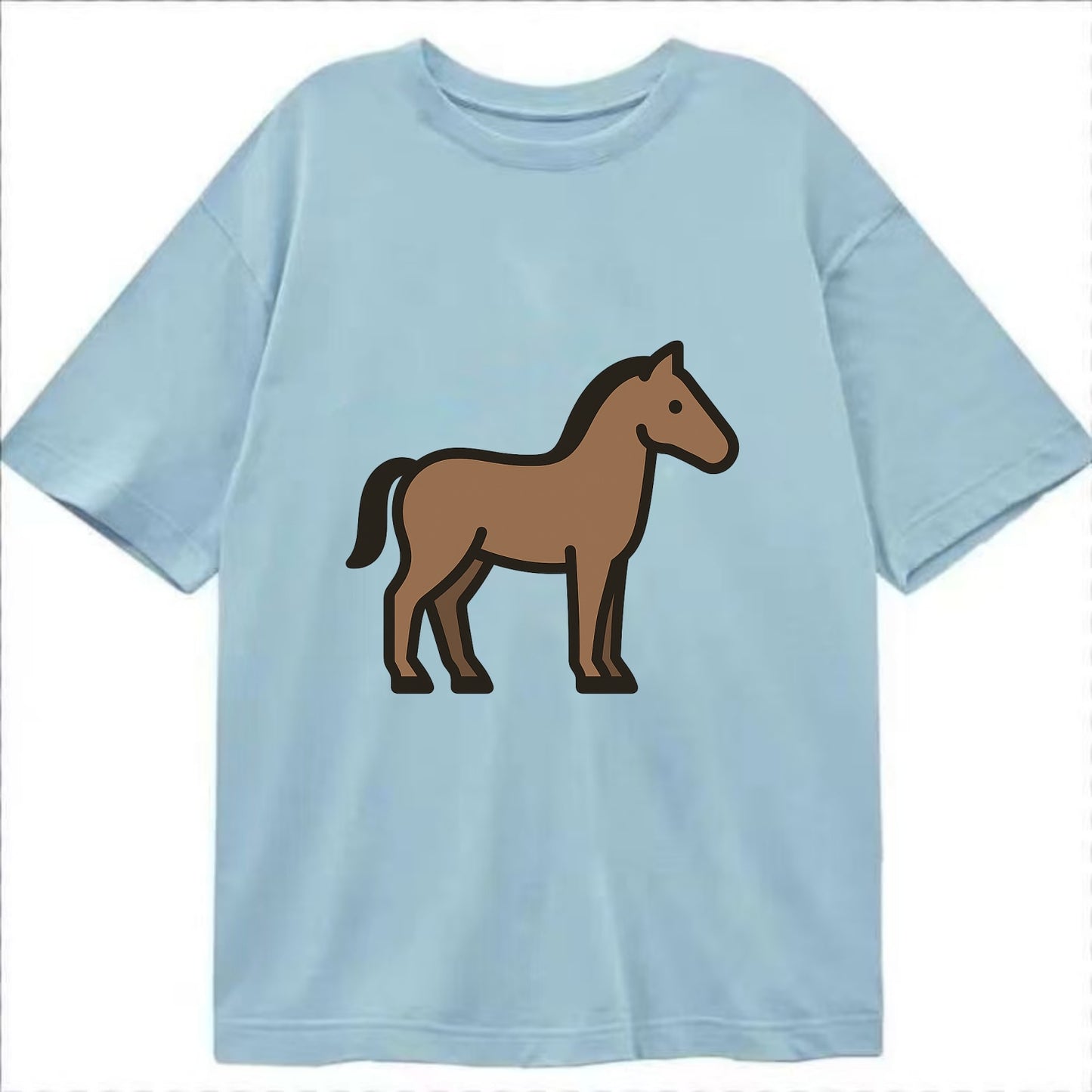 Horse - Brown standing pose flat side profile - Classic T-shirt - Light Blue