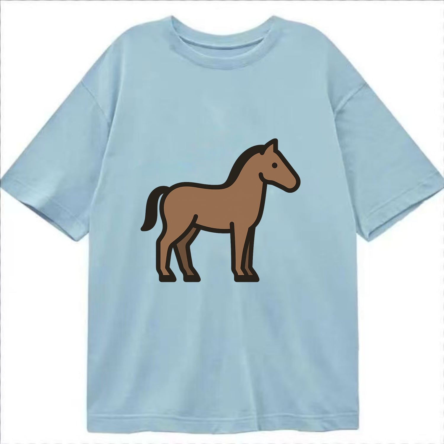 Horse - Brown standing pose flat side profile - Classic T-shirt - Light Blue