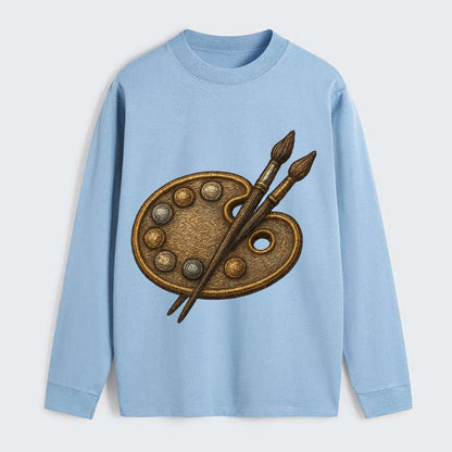Artist palette with brushes - painter emblem - Classic Long Sleeve Shirt - Light Blue
