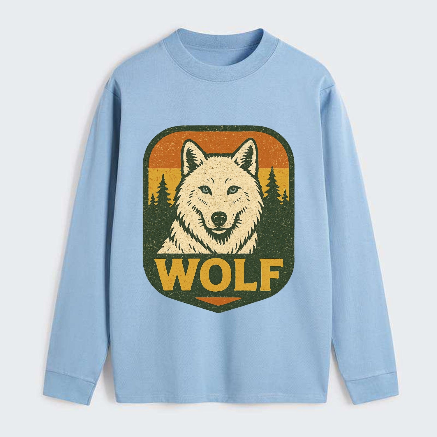 Arctic White Wolf  - Classic Long Sleeve Shirt - Light Blue
