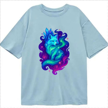 Ethereal arctic fox with fur that transforms into crystal formations, northern - Classic T-shirt - Light Blue