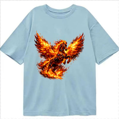 PHOENIX FIRE HORSE | Horse emerging from flames like phoenix | Rebirth - Classic T-shirt - Light Blue