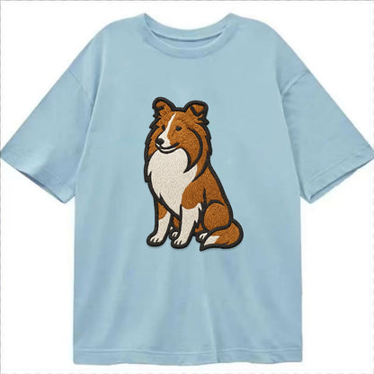 Shetland Sheepdog - Sable and white embr Classic T-shirt - Light Blue