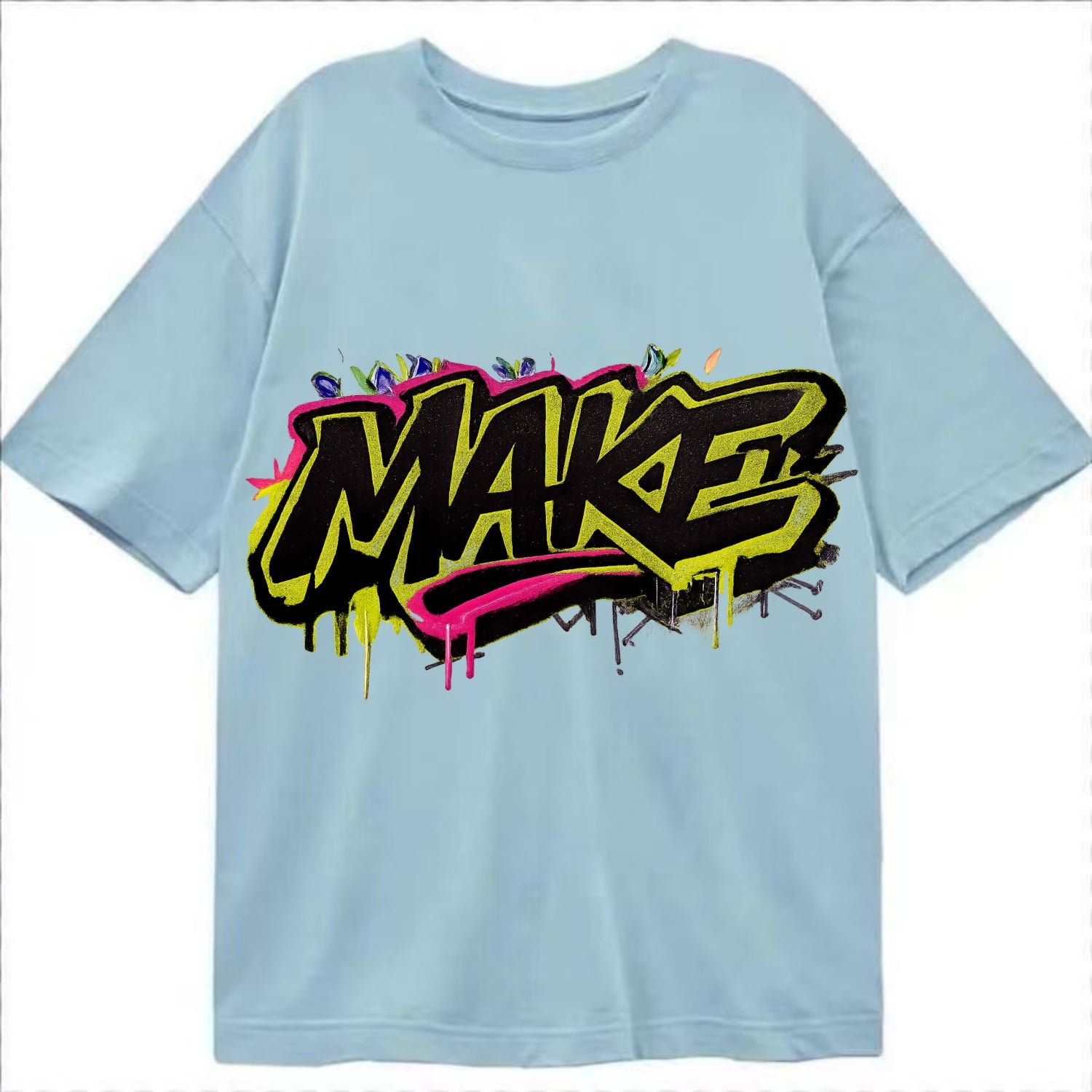 Bold typography design - "MAKE" - creating, producing, doing - Classic T-shirt - Light Blue
