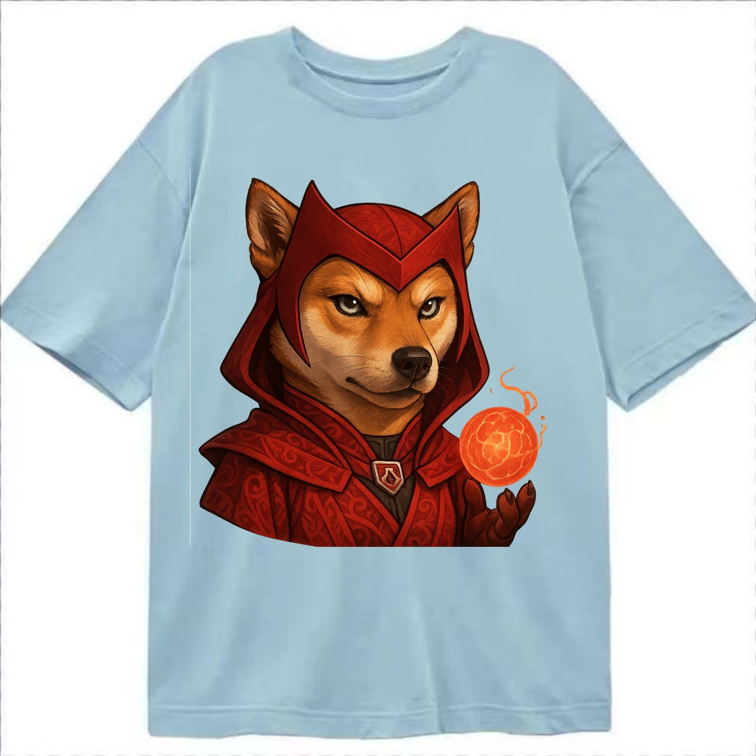 Shiba Inu Scarlet Witch  - Classic T-shirt - Light Blue