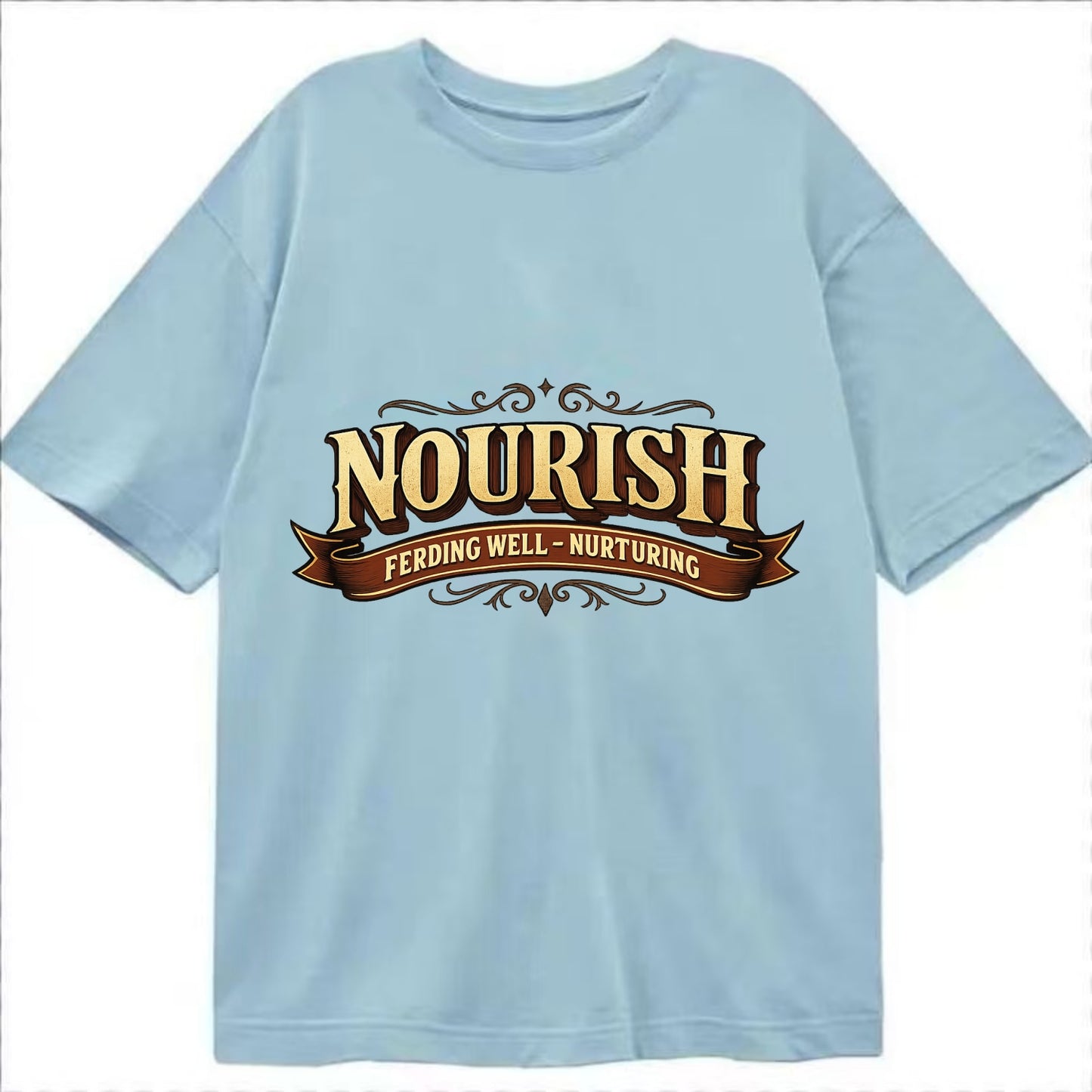 Bold typography design - "NOURISH" - feeding well, nurturing - Classic T-shirt - Light Blue