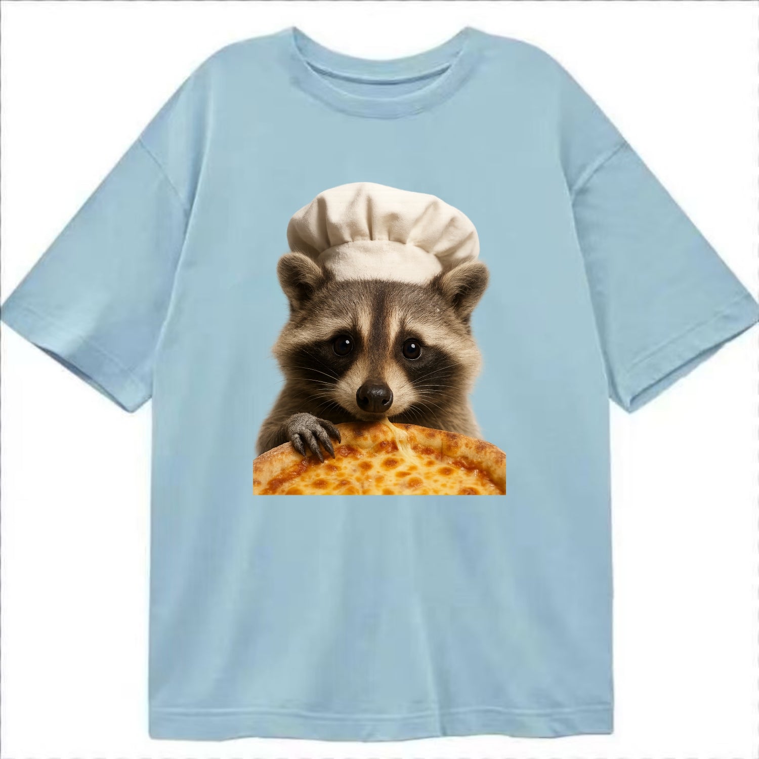 Pizza Dad Raccoon  - Classic T-shirt - Light Blue