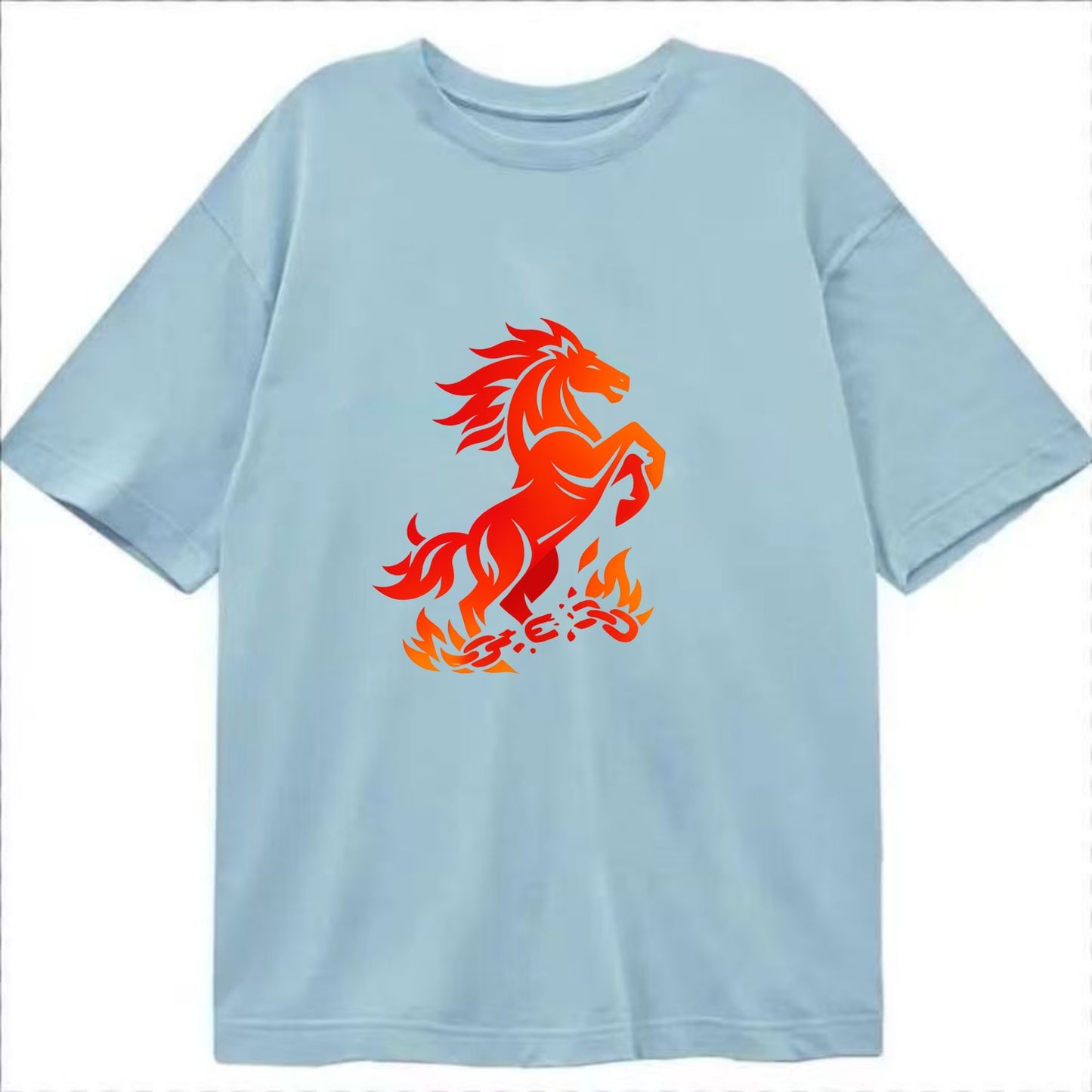 FREEDOM FLAMES | Wild horse breaking fire chains | Liberation | Barriers burned | - Classic T-shirt - Light Blue