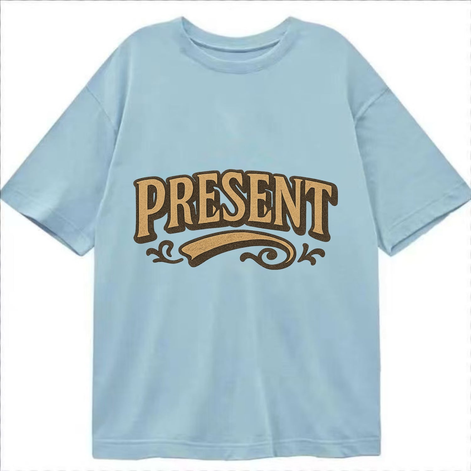 Bold typography design - "PRESENT" - living in the now - Classic T-shirt - Light Blue