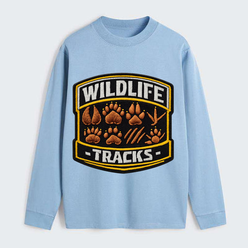 WILDLIFE TRACKS - animal footprints in brown , tracker - Classic Long Sleeve Shirt
