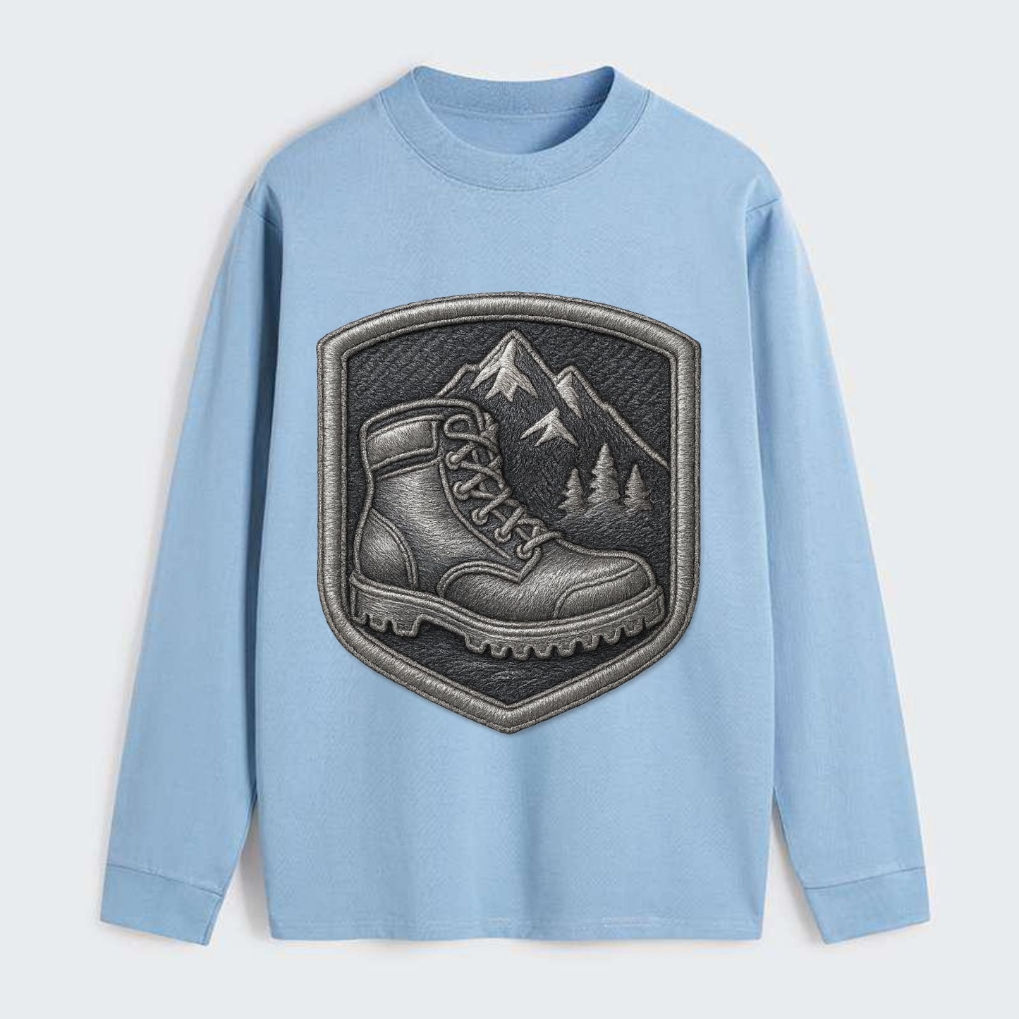 Hiking boots with mountain peak - hiker pride - Classic Long Sleeve Shirt - Light Blue