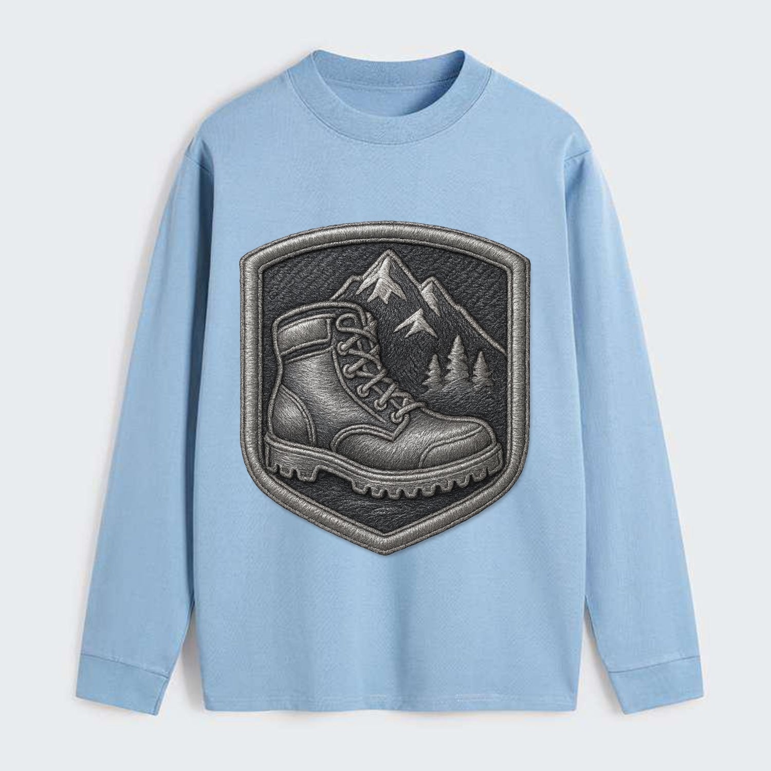 Hiking boots with mountain peak - hiker pride - Classic Long Sleeve Shirt - Light Blue