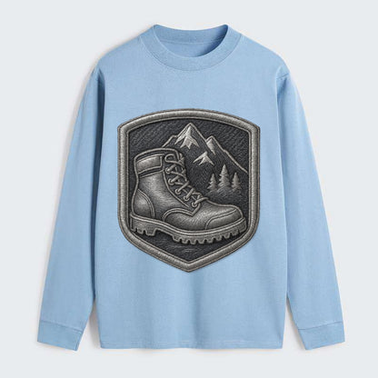 Hiking boots with mountain peak - hiker pride - Classic Long Sleeve Shirt - Light Blue