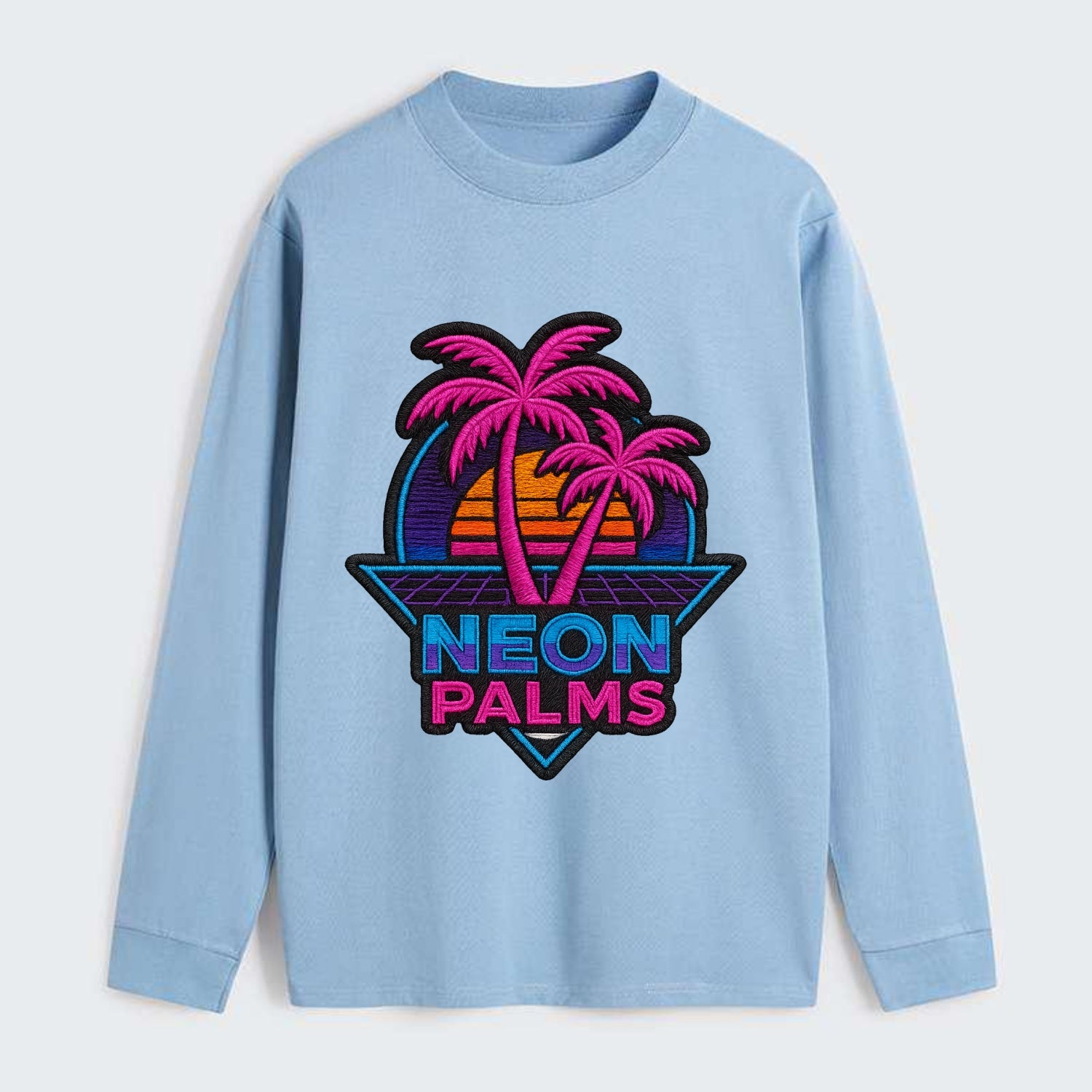 Neon Palms - Classic Long Sleeve Shirt - Light Blue