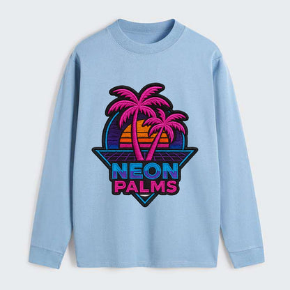 Neon Palms - Classic Long Sleeve Shirt - Light Blue