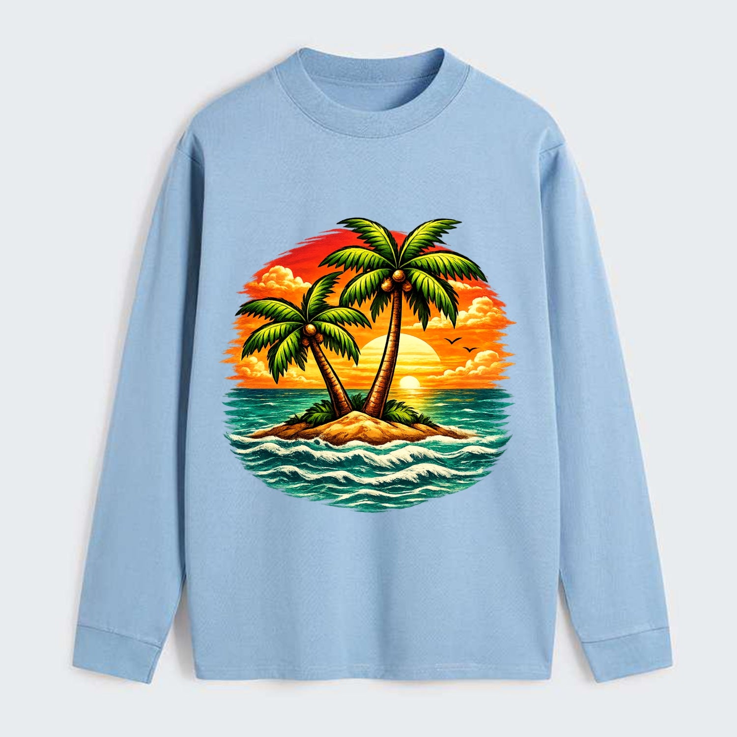 Tropical Island - Classic Long Sleeve Shirt - Light Blue