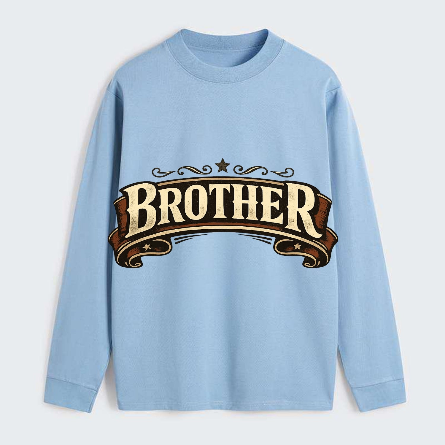 Bold typography design - "BROTHER" - male bond, brotherhood - Classic Long Sleeve Shirt - Light Blue