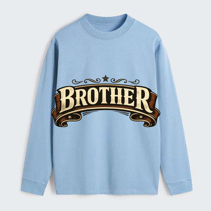 Bold typography design - "BROTHER" - male bond, brotherhood - Classic Long Sleeve Shirt - Light Blue