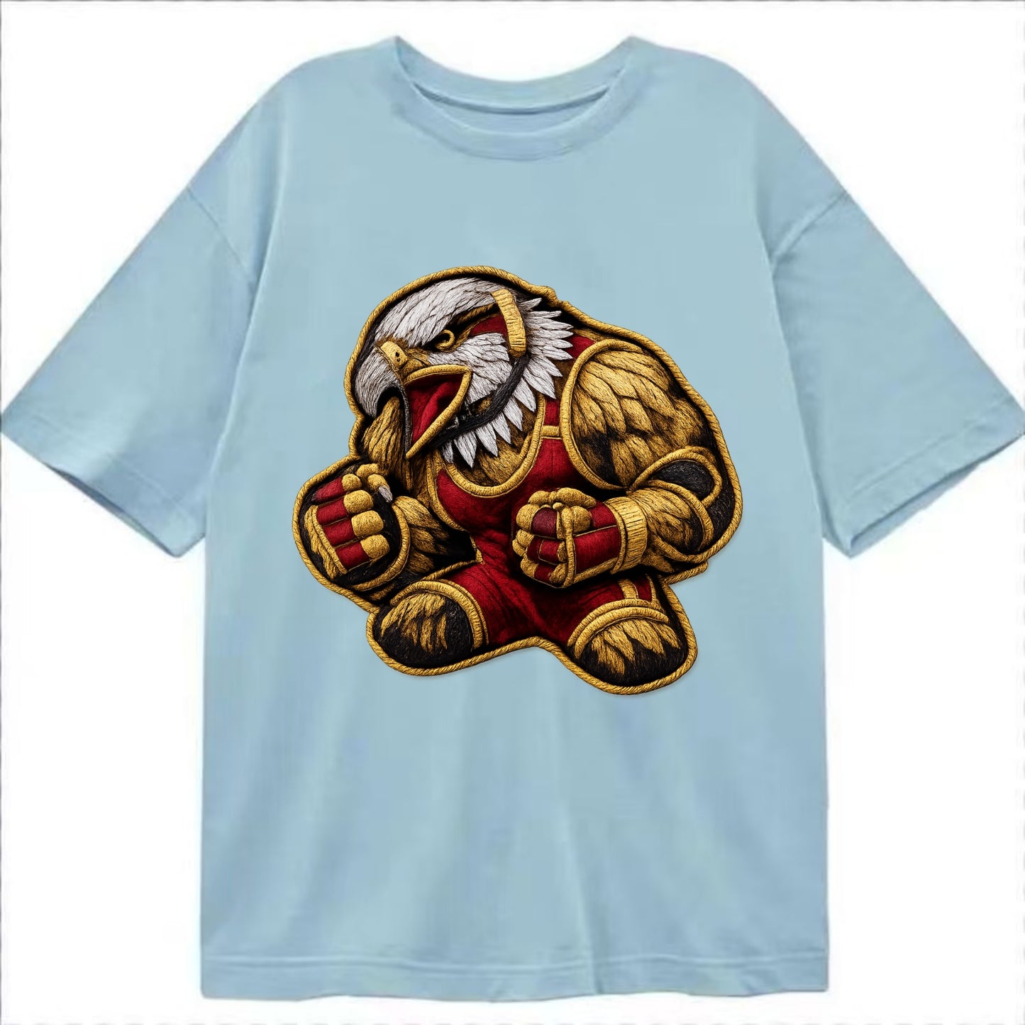 Embroidered patch design - WRESTLING EAGLE - fierce eagle with wrestling singlet - Classic T-shirt - Light Blue