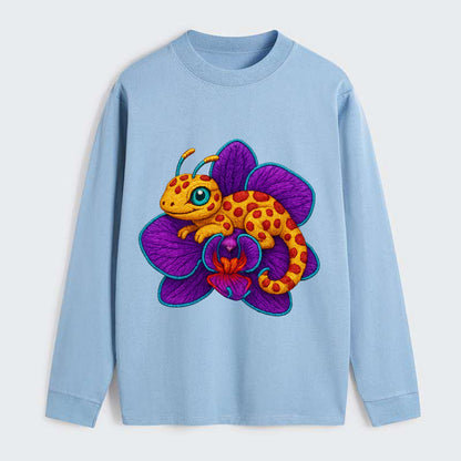 Leopard Orchid - Classic Long Sleeve Shirt - Light Blue