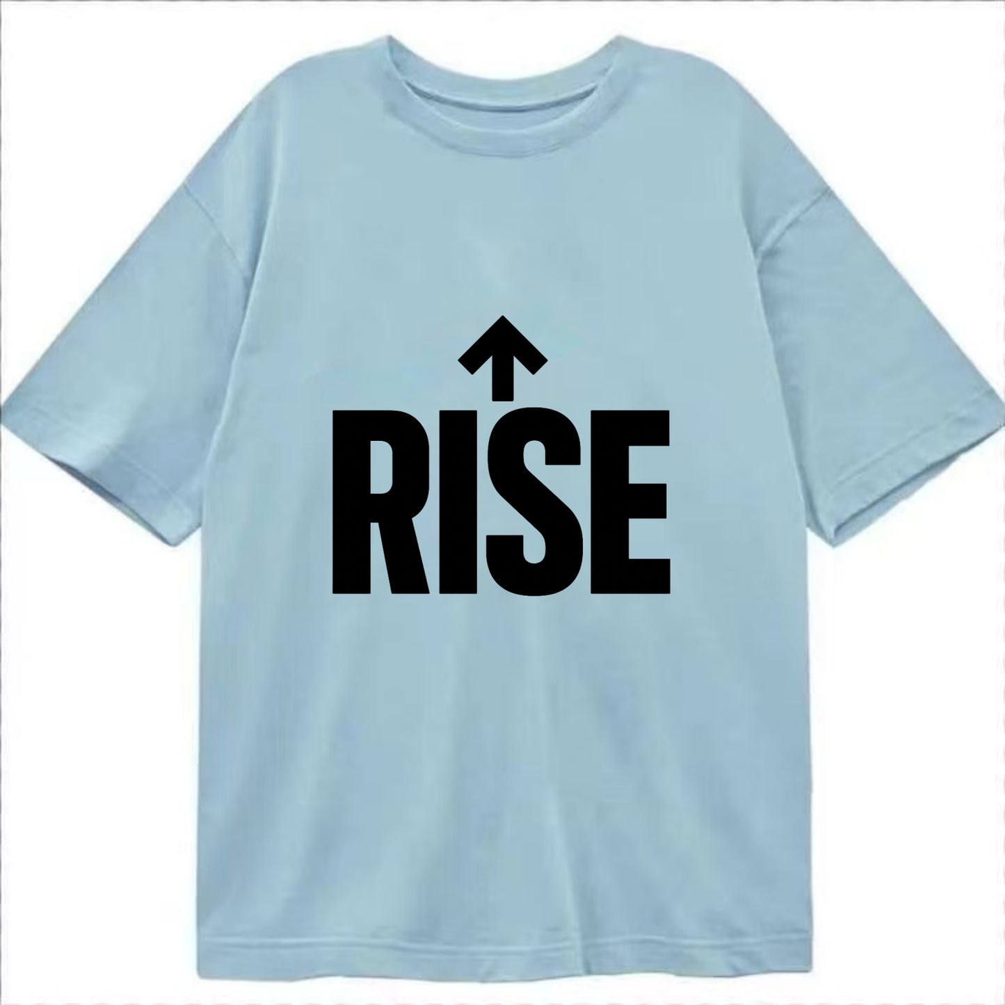 Bold typography design - "RISE" - getting up, ascending, elevating - Classic T-shirt - Light Blue