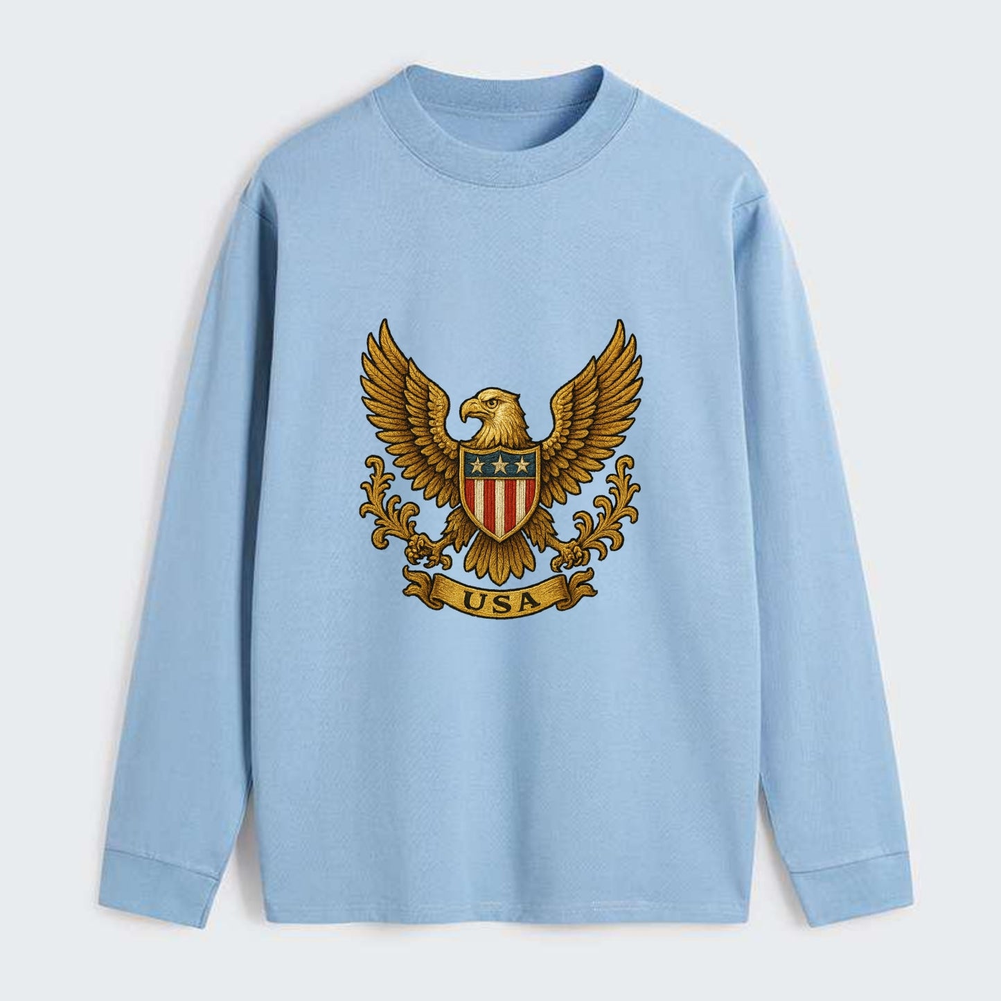 Usa Heritage Eagle 3 - Classic Long Sleeve Shirt - Light Blue