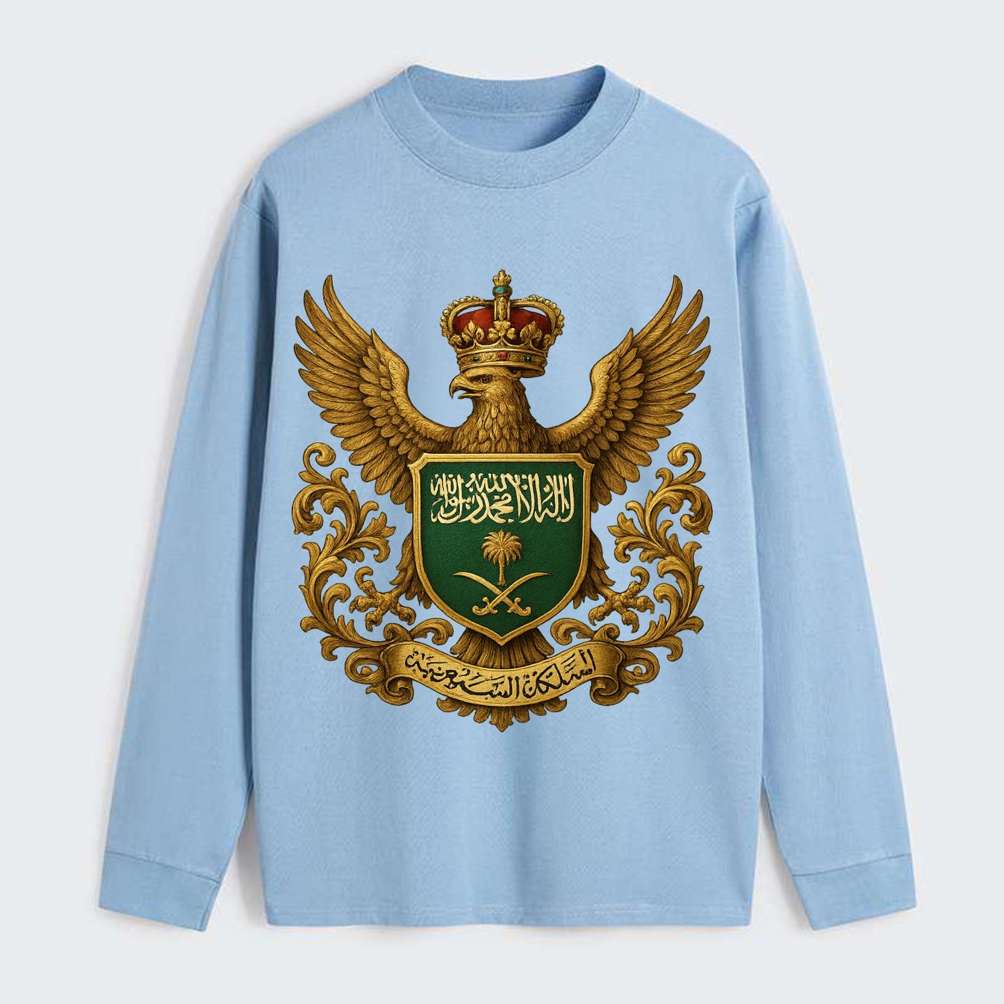Saudi Arabia Heritage Badge - Classic Long Sleeve Shirt - Light Blue