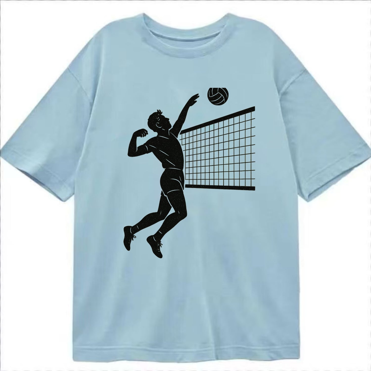 Volleyball player spiking at the net - Classic T-shirt - Light Blue